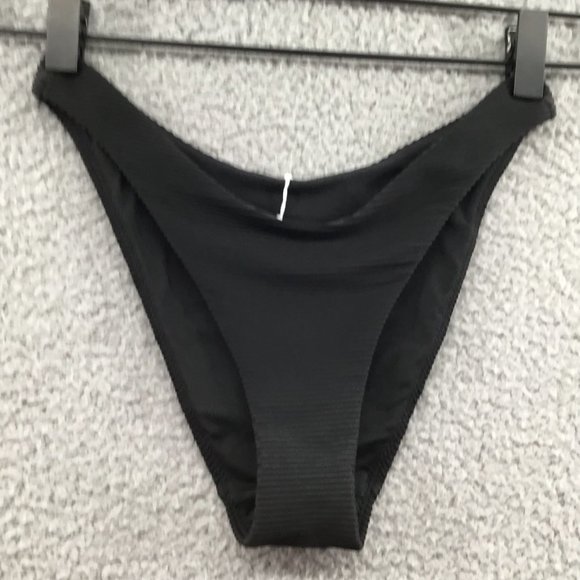 Seafolly Essentials Ribbed High Cut Leg Bikini Bottom Black 4 - Picture 3 of 7